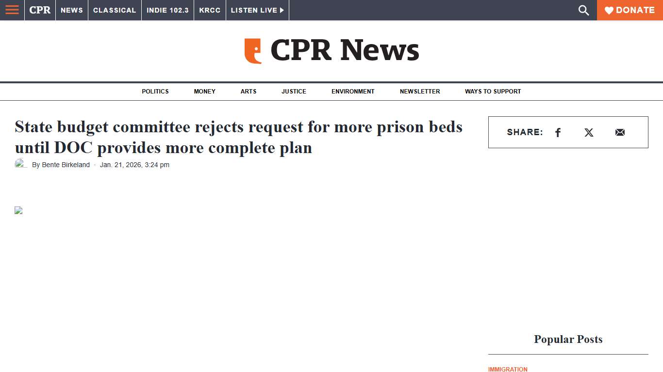 State budget committee rejects request for more prison beds until DOC provides more complete plan