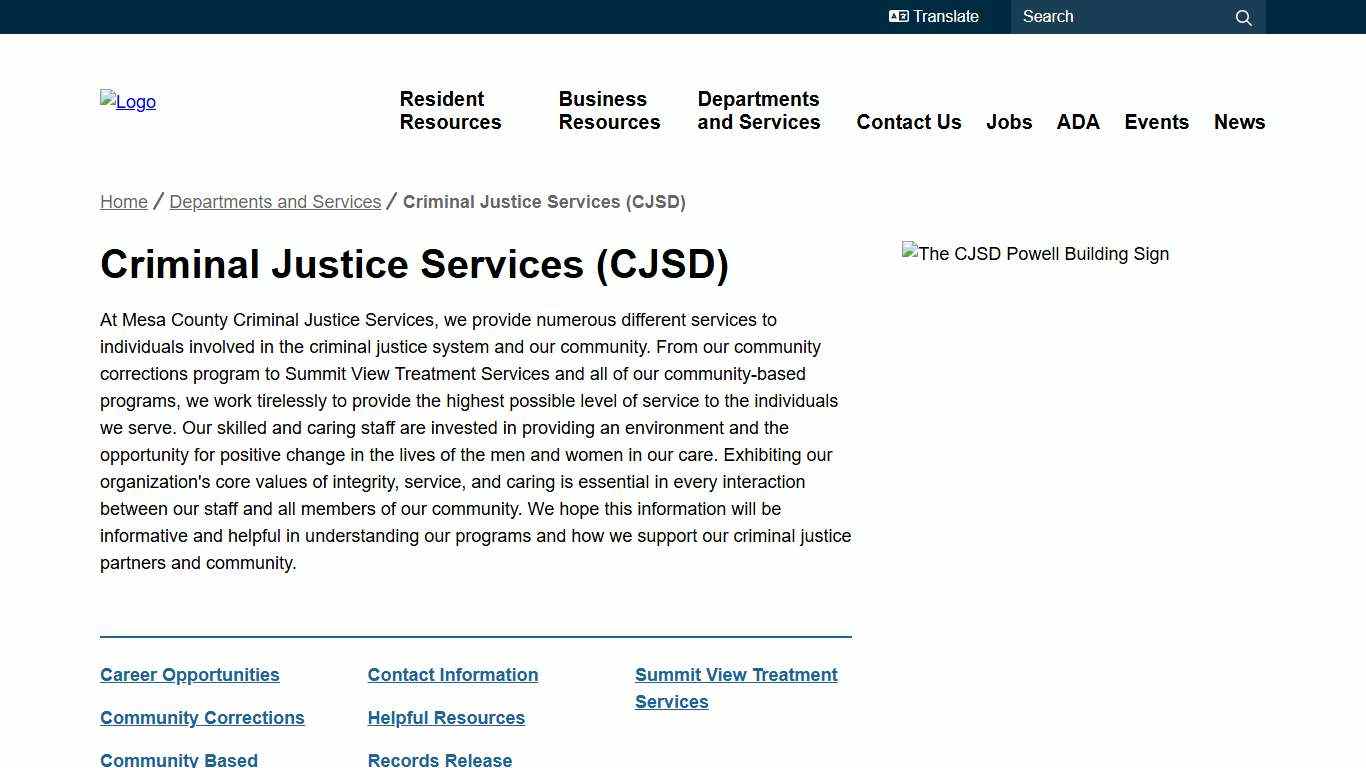 Criminal Justice Services (CJSD) Mesa County