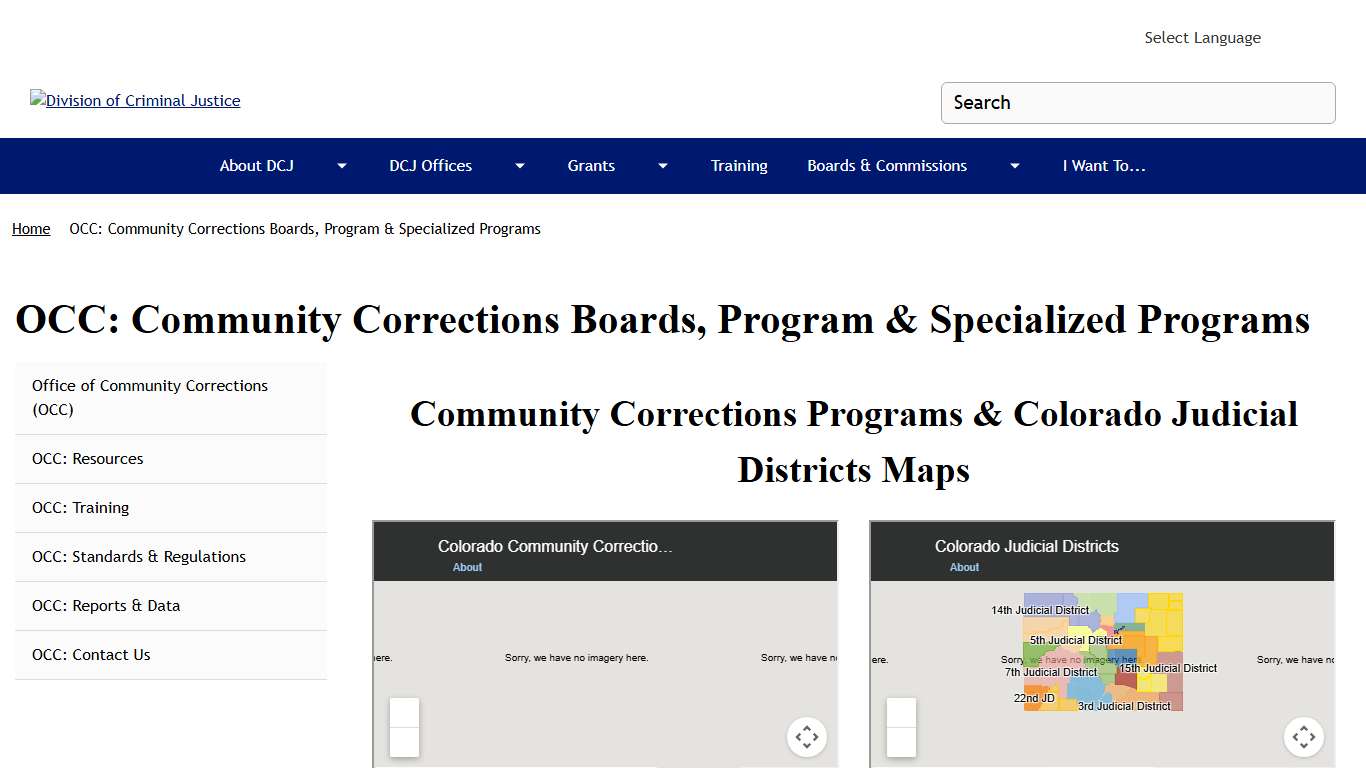 OCC: Community Corrections Boards, Program & Specialized Programs Division of Criminal Justice