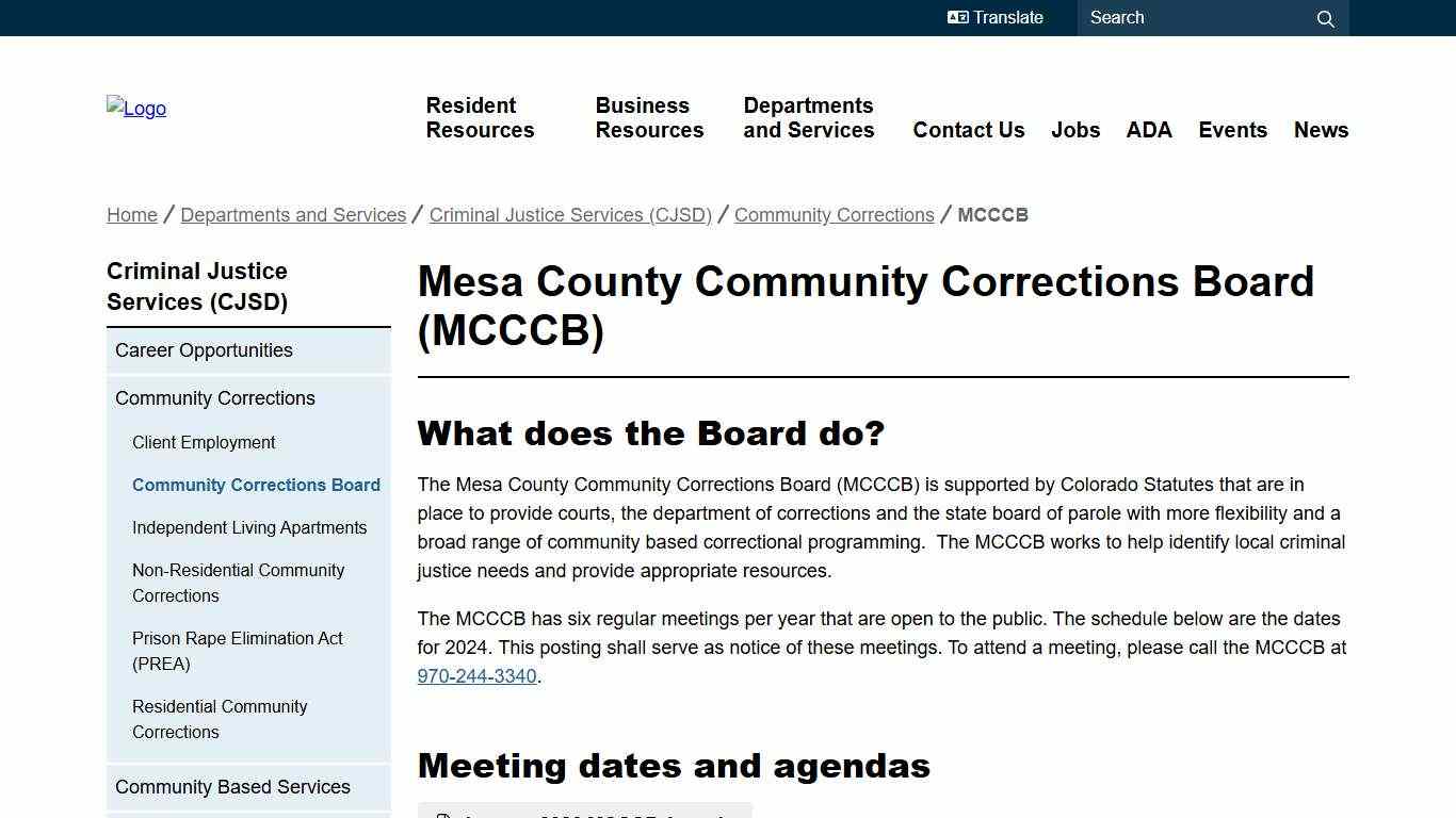Mesa County Community Corrections Board (MCCCB) Mesa County
